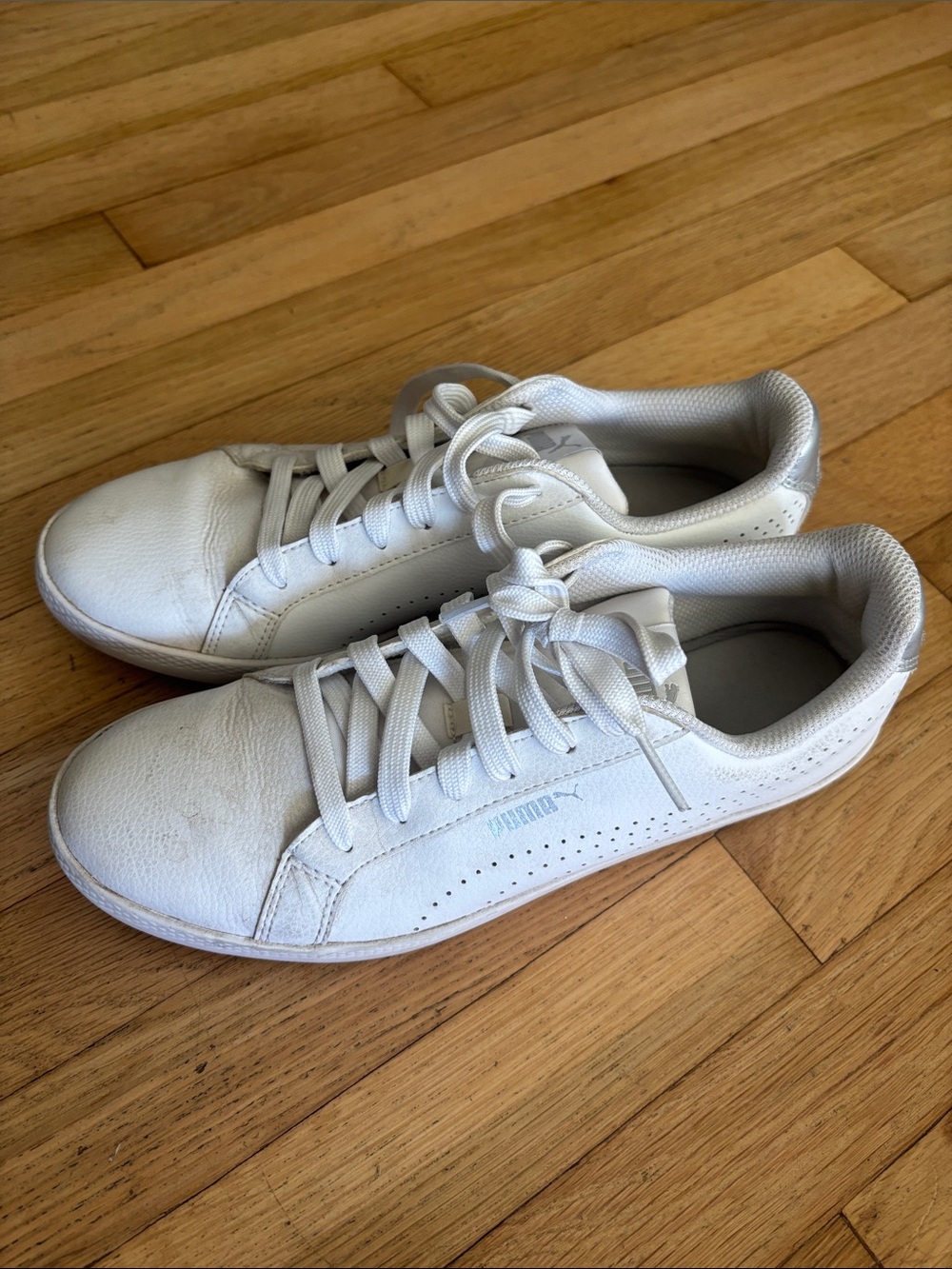 Puma Kids White Low-Top Lace Sneakers